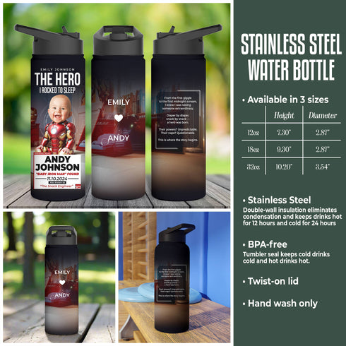 Personalized Baby Iron Man Tumbler – Custom Superhero Gift for Mom | The Hero I Rocked to Sleep